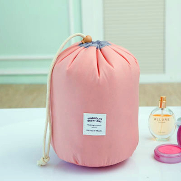 Cylindrical Waterproof Nylon Cosmetic Bag