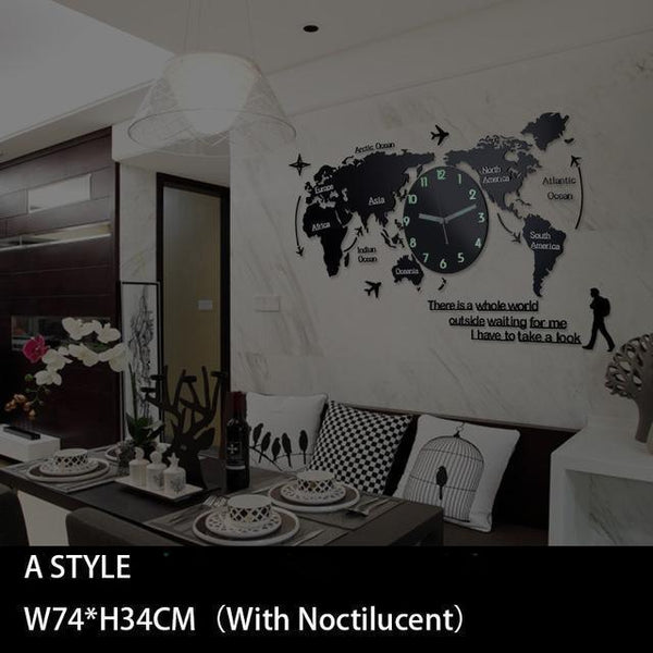 Creative World Map Wall Clock